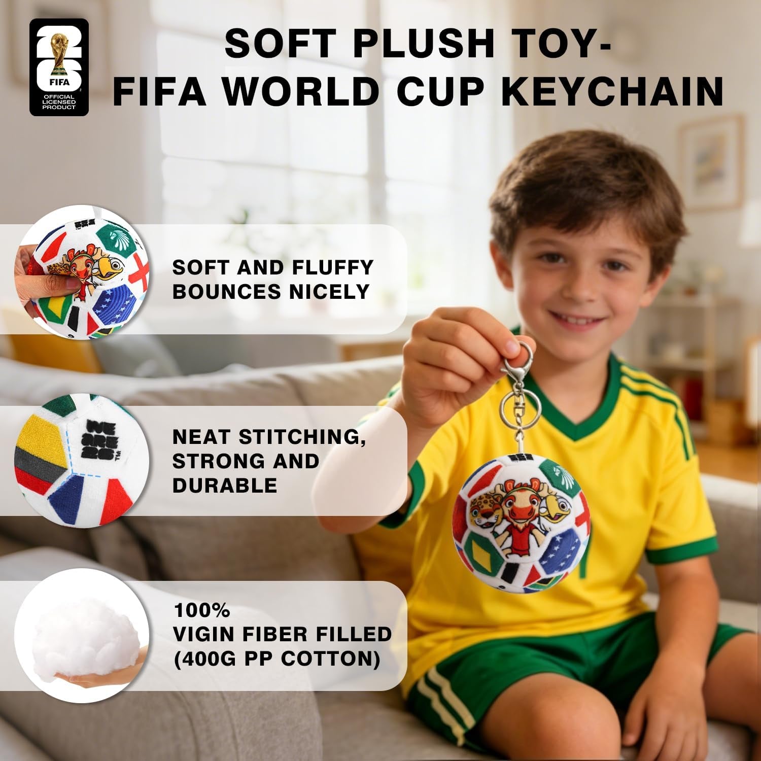 FIFA World Cup 2026 Soccer Ball Plush for Kids, Official 4.7 Inch Soccer Plush Pillow Toy, World Cup 2026 Merchandise