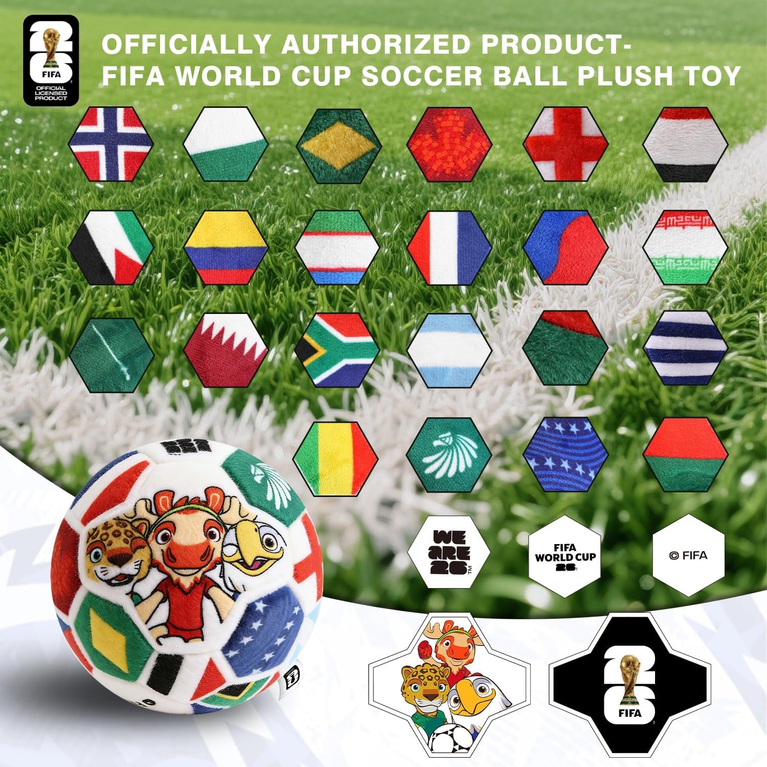 FIFA World Cup 2026 Soccer Ball Plush for Kids, Official 4.7 Inch Soccer Plush Pillow Toy, World Cup 2026 Merchandise